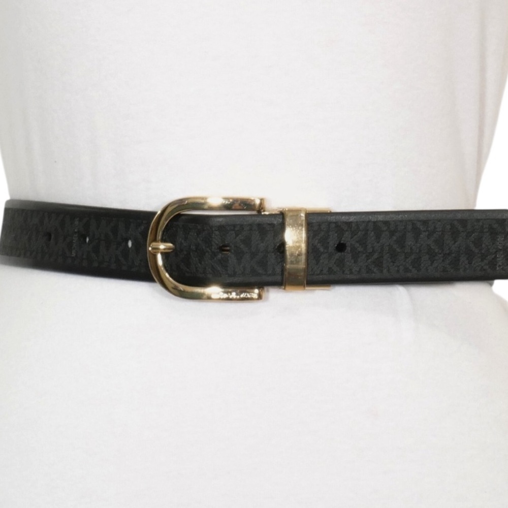 Michael Kors Black/Gray MK Logo Belt